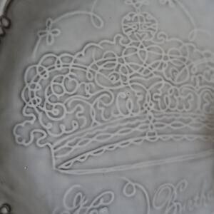 Happy Birthday Crown Princess Royalty 4 Set Plates 8" Gray Raised Pottery Barn